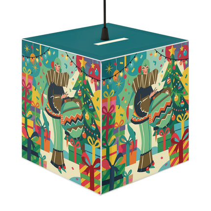 🎄✨ The Lady Of The Christmas Ornament Light Cube Lamp – Art Deco Holiday Fantasy