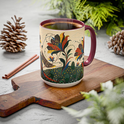🌺🦋 The Enchanted Floral Voyage Colorful Mug – Art Deco Botanical Whimsy