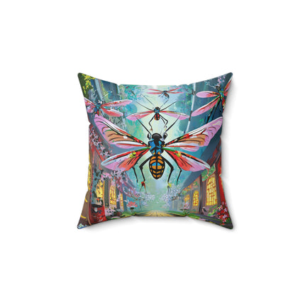 Neon Swarm Spun Polyester Square Pillow