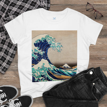 The Great Wave off Kanagawa by Katsushika Hokusai Women's Midweight Cotton Tee