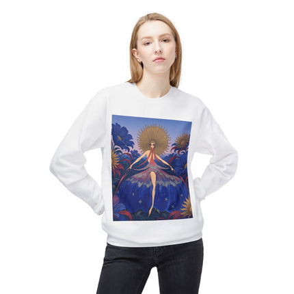 🌞🌸 The Celestial Blossom Garden Dancer Midweight Crewneck Sweatshirt – Art Deco Floral Fantasy