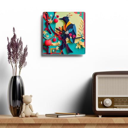 Curious Crow Acrylic Wall Clock, Round and Square