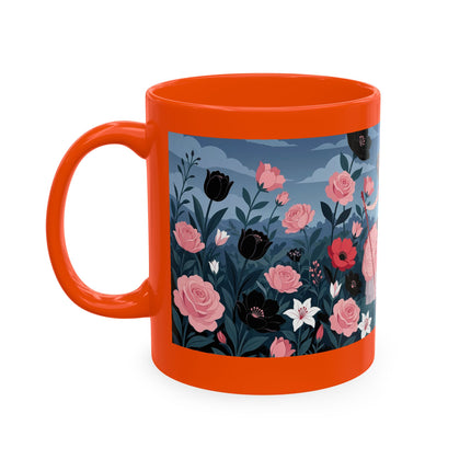 🌹🖤 The Lady Of The Midnight Rose Garden Ceramic Mug – Art Deco Floral Elegance