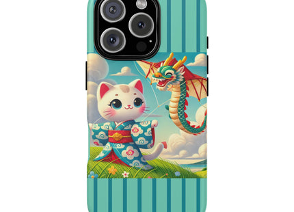 Geisha Kitten and the Dragon Kite Phone Cases
