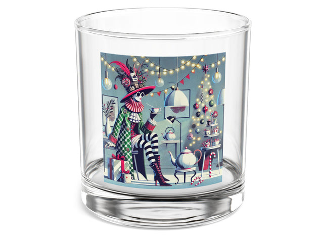 Whimsical Christmas Tea Party Rocks Glass, 10oz