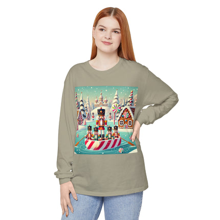 Nutcracker Candy-Striped Adventure Unisex Garment-dyed Long Sleeve T-Shirt