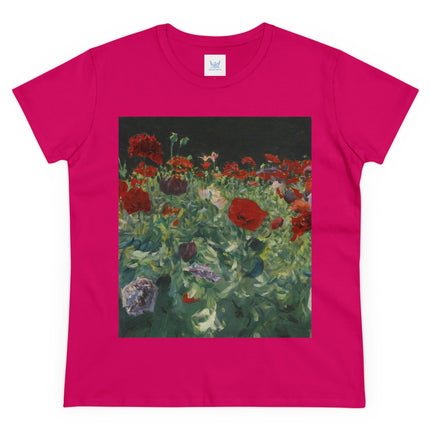Poppies (A Study of Poppies for Carnation, Lily, Lily, Rose) by John Singer Sargent Women's Midweight Cotton Tee