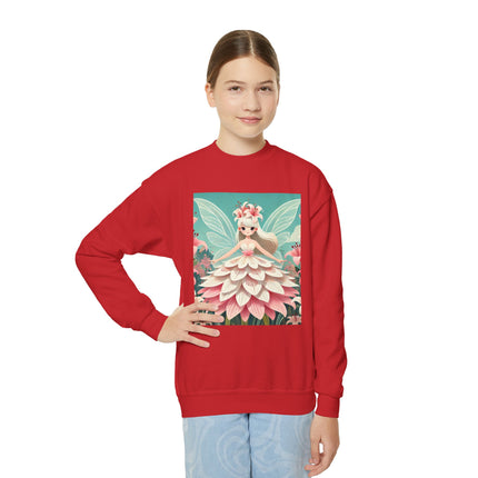Lily Fairy in Bloom Youth Crewneck Sweatshirt – Grace, Renewal & Gentle Magic