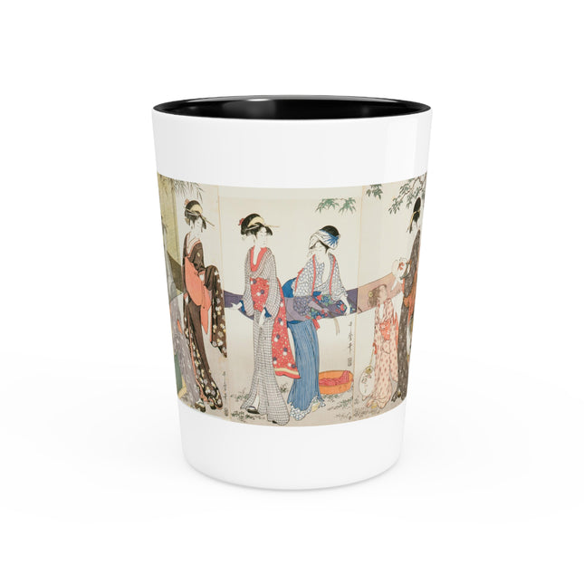 Drying and Stretching Cloth by Kitagawa Utamaro Ceramic Shot Glass