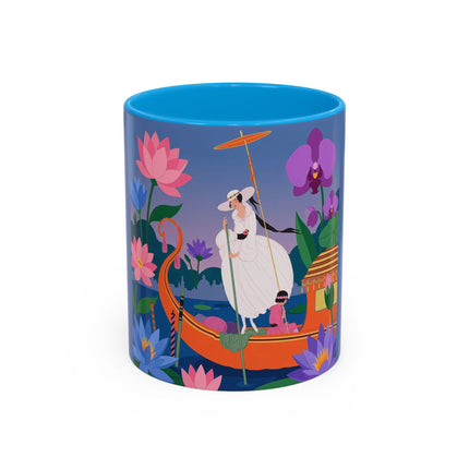 The Lady Of The Lotus Voyage Colorful Mugs – Art Deco Botanical Elegance