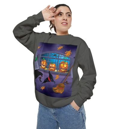 Whimsical Halloween Mischief Unisex Garment-Dyed Sweatshirt