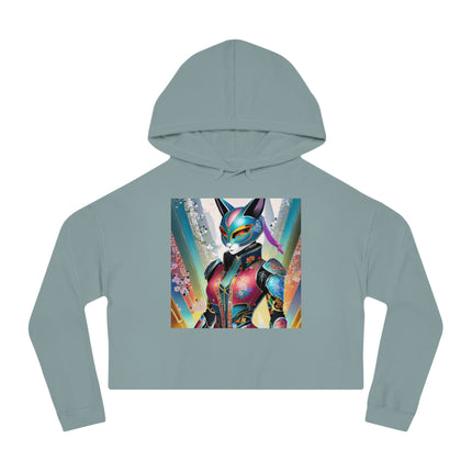 Cyberpunk Chic Cropped Hooded Sweatshirt