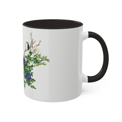 Peonies and Birds by Okamoto Shuki Colorful Mugs, 11oz