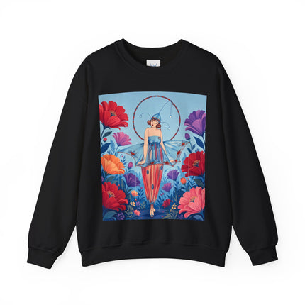 🎪🌺 The Flower Garden Harlequin Crewneck Sweatshirt – Art Deco Fashion Whimsy
