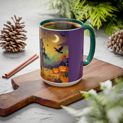 🌙🎃 The Scarecrow Of Haunted Hollow Colorful Mug – Whimsical Halloween Mystery