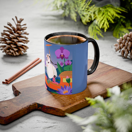 The Lady Of The Lotus Voyage Colorful Mugs – Art Deco Botanical Elegance