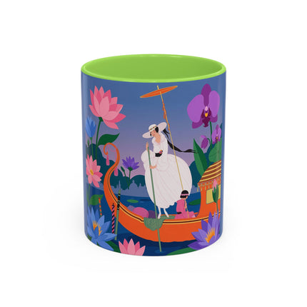 The Lady Of The Lotus Voyage Colorful Mugs – Art Deco Botanical Elegance