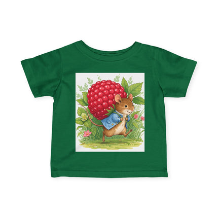 🐭🍓 The Little Raspberry Garden Mouse Infant Fine Jersey Tee – Whimsical Woodland Charm
