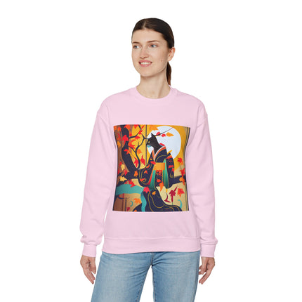 Black Cat in Kimono Unisex Heavy Blend™ Crewneck Sweatshirt