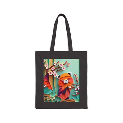 A Playful Red Panda Cotton Canvas Tote Bag