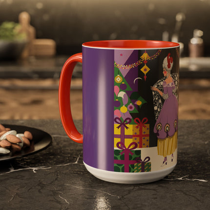 🎁✨ The Lavender Christmas Masquerade Colorful Mug – Art Deco Holiday Fantasy