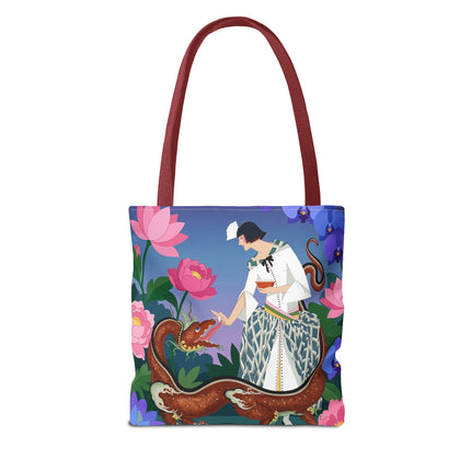 🐉🌸 The Dragon Keeper Tote Bag – Art Deco Floral Fantasy