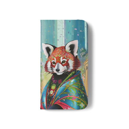 🦝✨ Cybernetic Red Panda Flip Case – Neon Charm & Futuristic Wonder