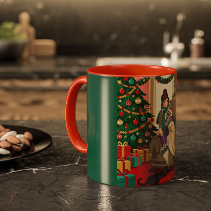 🖤🔥 The Lady Of The Christmas Hearth Colorful Mug – Art Deco Holiday Elegance
