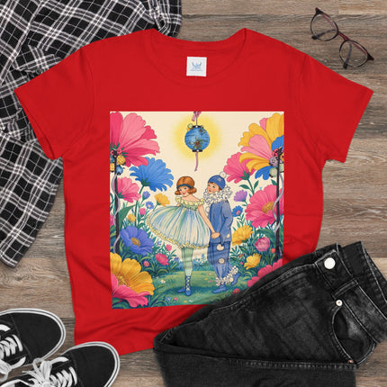 🌸🏮 The Lantern Garden Stroll Cotton Tee – Art Deco Floral Whimsy