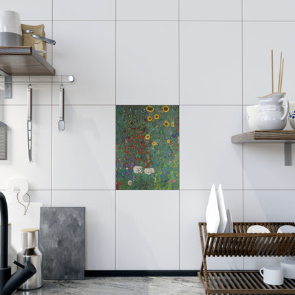 Farm Garden with Sunflowers by Gustav Klimt Ceramic Tile