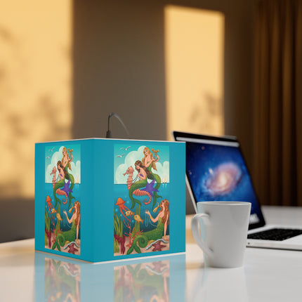 Three Mermaids with Strings of Pearls by Carlo Chiostri Light Cube Lamp
