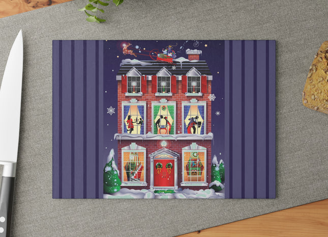 A Christmas Eve Celebration Glass Cutting Board