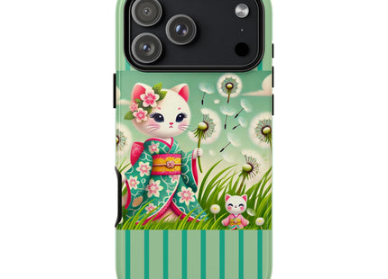 Geisha Kitten and the Dandelion Phone Cases