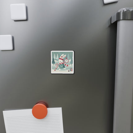 Candy Cane Timekeeper Bunny Die-Cut Magnets (5 Sizes)