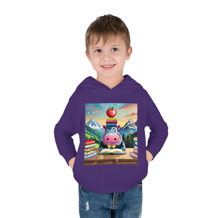 Hippos Hit the Books Toddler Pullover Fleece Hoodie