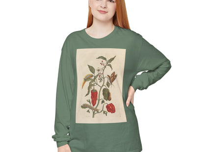 Botanical Pl.15 by Maria Sibylla Merian Garment-dyed Long Sleeve T-Shirt