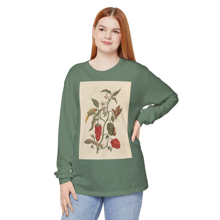 Botanical Pl.15 by Maria Sibylla Merian Garment-dyed Long Sleeve T-Shirt