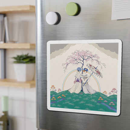 🌈☂️ Beneath The Rainbow Tree Die-Cut Magnets – Art Deco Spring Fantasy