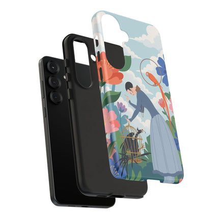 🦜🌺 The Lady Of The Garden Aviary Phone Case – Art Deco Floral Whimsy