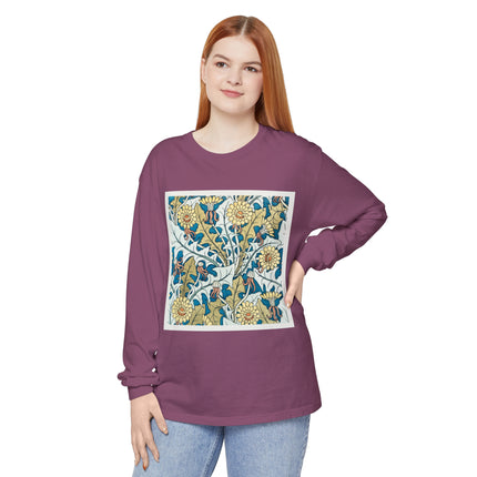 Art Nouveau Dandelion Flower Garment-dyed Long Sleeve T-Shirt