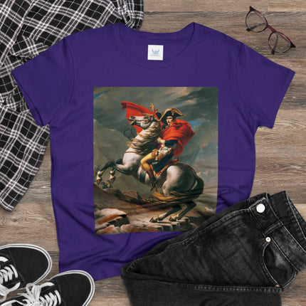 Napoleon Crossing the Alps by Jacques-Louis David Women's Midweight Cotton Tee