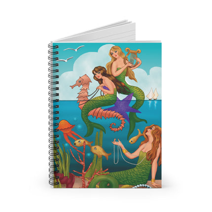 Three Mermaids with Strings of Pearls by Carlo Chiostri Spiral Notebook - Ruled Line