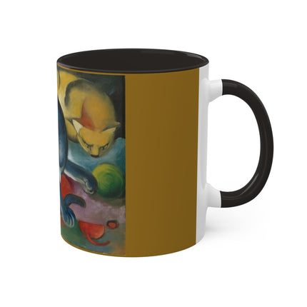 Two Cats, Blue and Yellow by Franz Marc Colorful Mugs, 11oz