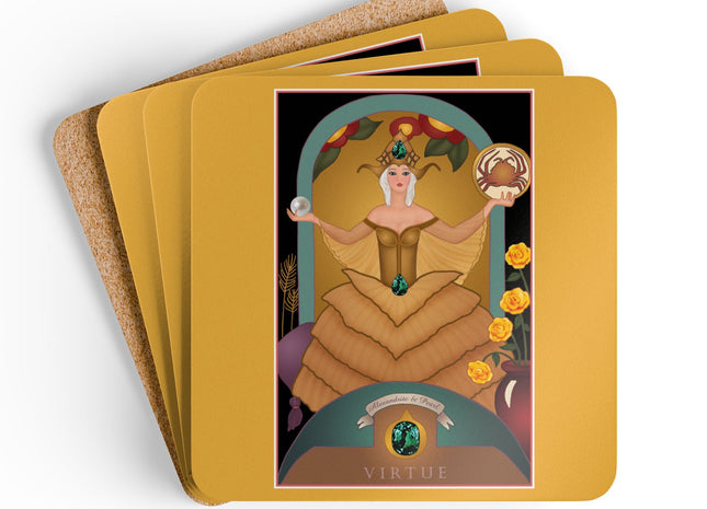 Gemini Zodiac Design – June & Pearl, Alexandrite by Sofia Chiostri | Corkwood Coaster Set