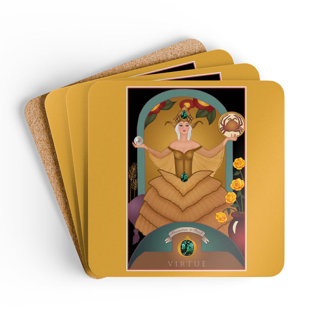 Gemini Zodiac Design – June & Pearl, Alexandrite by Sofia Chiostri | Corkwood Coaster Set