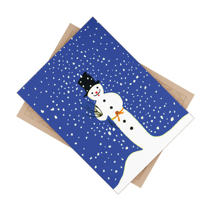 Snowman in Falling Snow Ceramic Tile