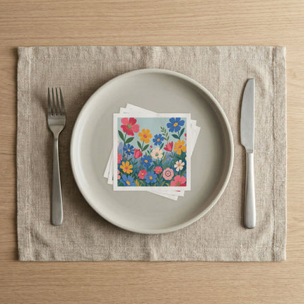 🌸🌼 The Enchanted Rainbow Wildflower Garden Napkins – Whimsical Botanical Floral Art