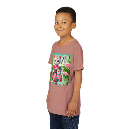 Geisha Kitten Strolls Among the Spoonbills Youth Short Sleeve Tee
