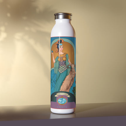 March & Aquamarine (Gem Series) by Sofia Chiostri Slim Water Bottle