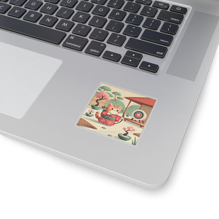 Archer Kitten in the Zen Garden Kiss-Cut Stickers (4 Sizes)